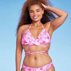 Wild Fable Pink Hearts Bikini Set with Wrap Top